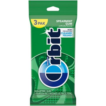 Orbit Spearmint Sugar Free Chewing Gum, 3 pk, 42 pc