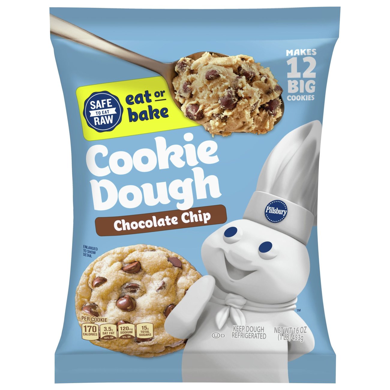 Pillsbury Big Deluxe Chocolate Chip Cookies - Shop Biscuit & Cookie Dough  at H-E-B