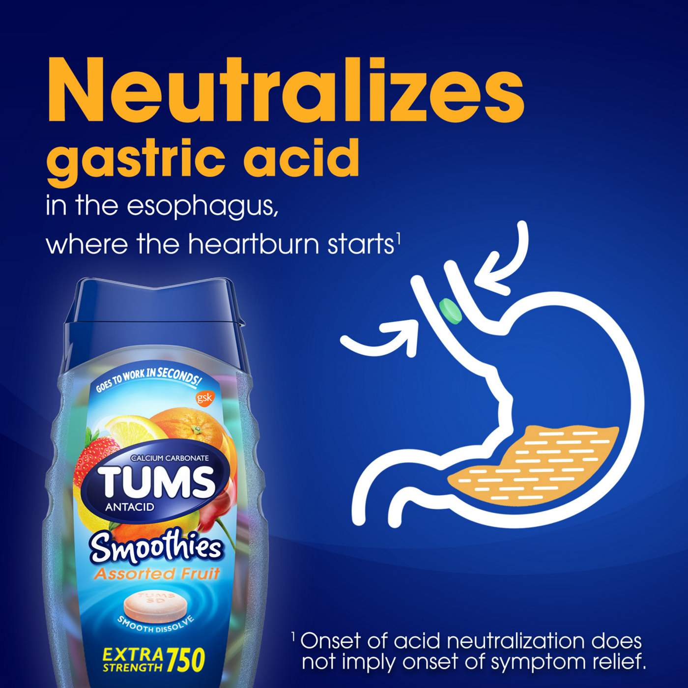 Tums Antacid Smoothies Chewable Tablets - Assorted Fruit; image 2 of 8