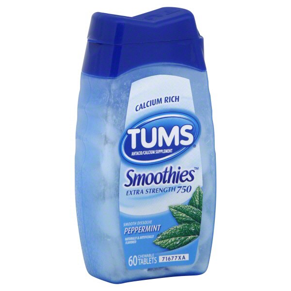 Tums Smoothies Extra Strength 750 Peppermint Chewable Tablets Shop