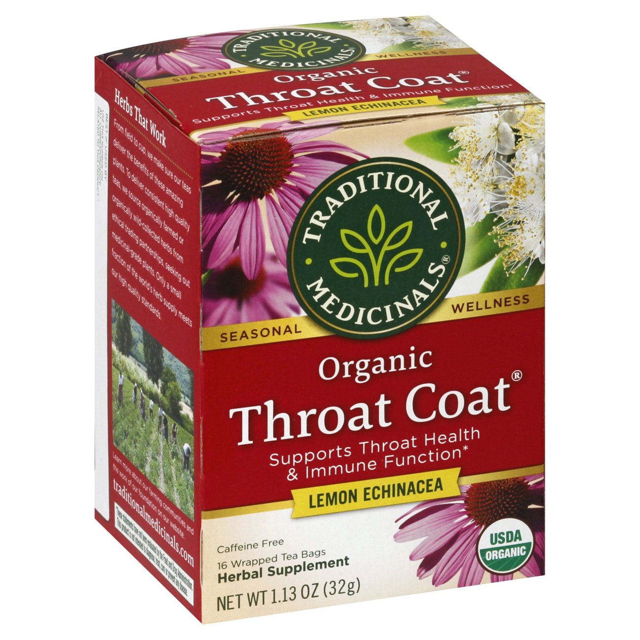 Traditional Medicinals Organic Throat Coat Lemon Echinacea Herbal Tea