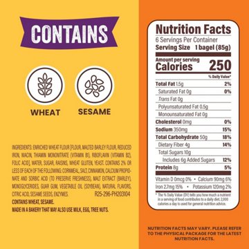 Thomas' Cinnamon Raisin Bagels, 6 ct