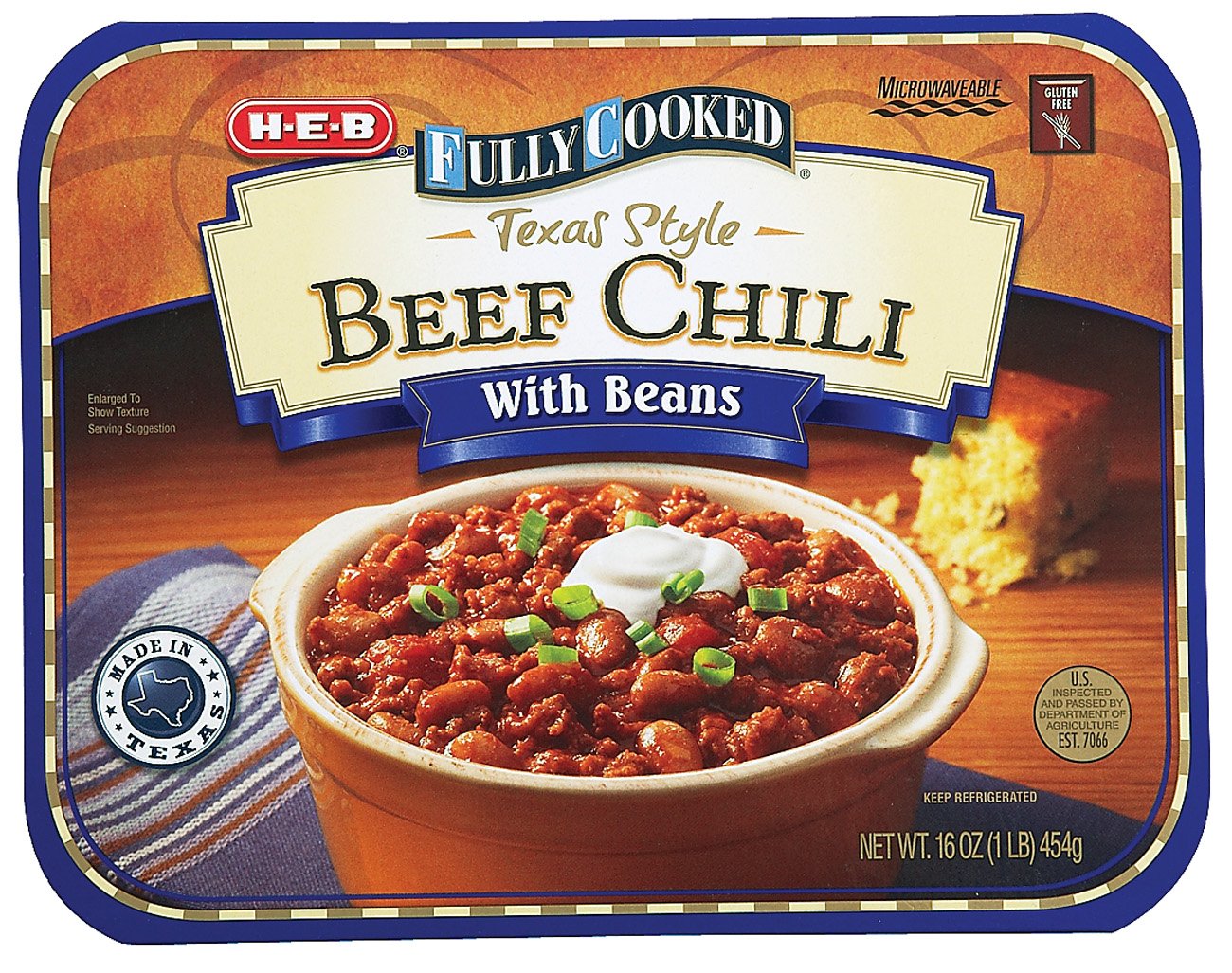 HEB Fully Cooked Texas Style Beef Chili with Beans Shop Entrees