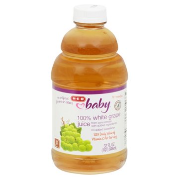 H-E-B Baby 100% White Grape Juice, 32 oz