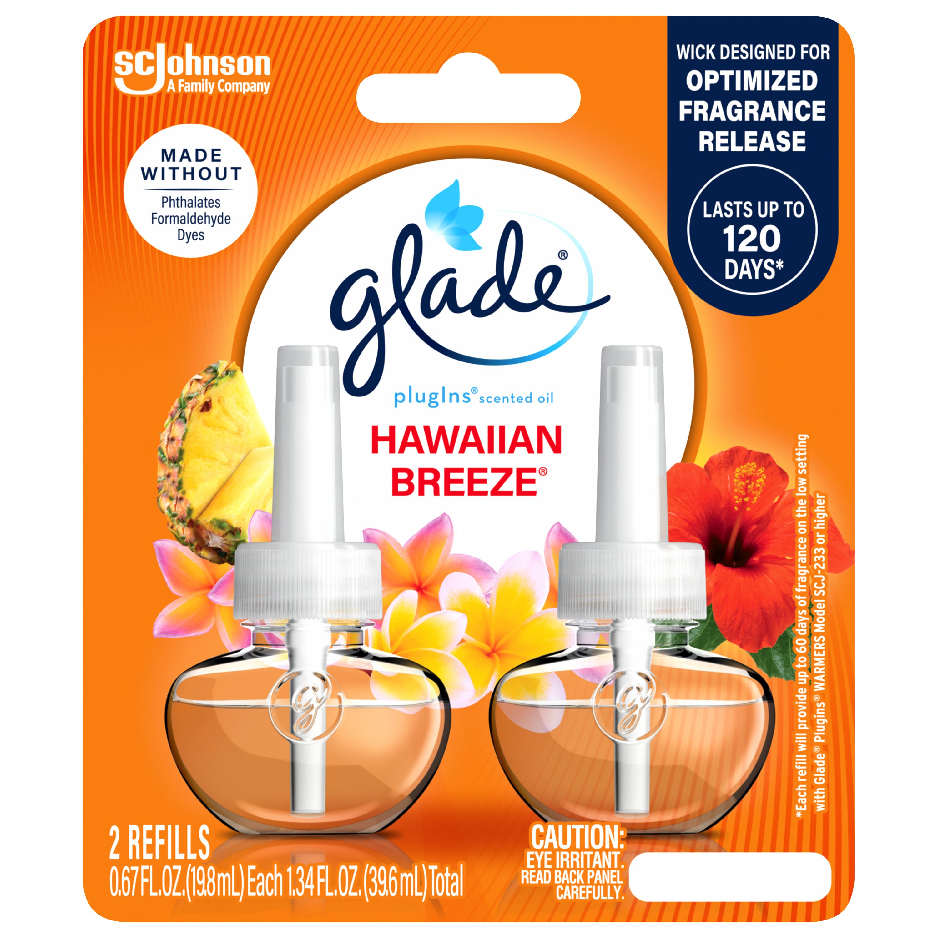 Glade PlugIns Scented Oil Air Freshener Refills Hawaiian Breeze