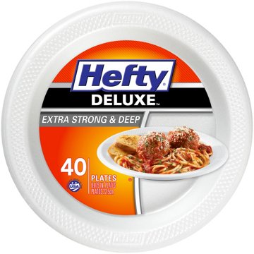 Hefty Deluxe Extra Strong and Deep 9 in Round Foam Plates, 40 ct