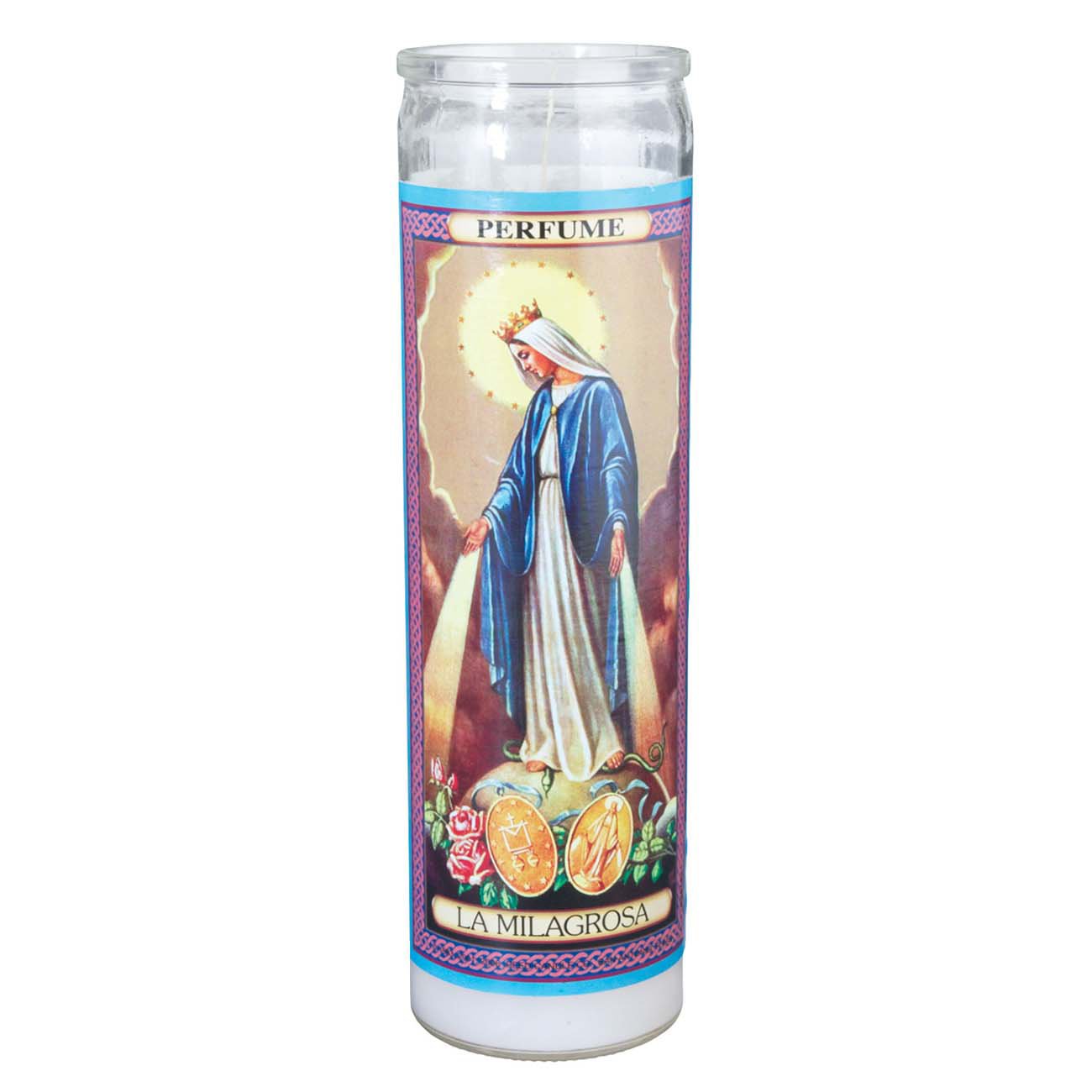 Brilux La Milagrosa Perfume Scented Religious Candle White Wax Shop