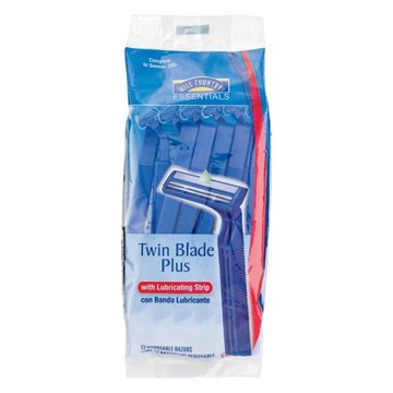 Hill Country Essentials Twin Blade Plus with Lubricating Strip Disposable Razors for Men, 12 ct