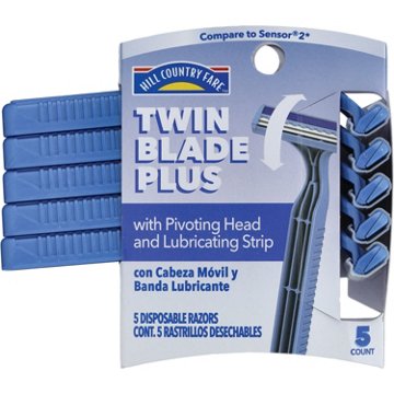 Hill Country Essentials Men's Twin Blade Plus with Pivoting Head Disposable Razors, 5 ct