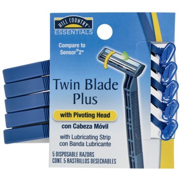 Hill Country Essentials Men's Twin Blade Plus with Pivoting Head Disposable Razors, 5 ct