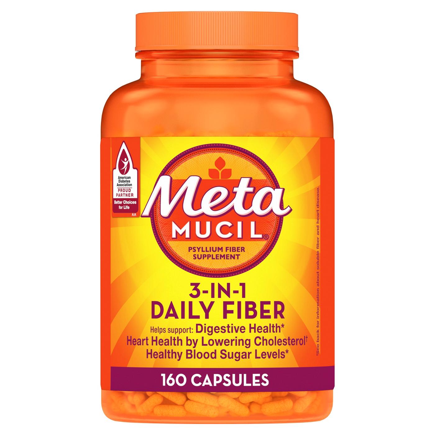 Metamucil Fiber Capsules, 3-in-1 Psyllium Husk Fiber, Daily Fiber Supplement; image 1 of 7