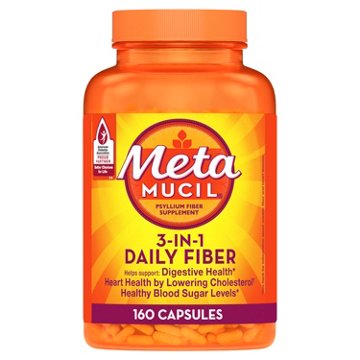 Metamucil Fiber Capsules, 3-in-1 Psyllium Husk Fiber, Daily Fiber Supplement
