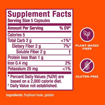 Metamucil Fiber Capsules, 3-in-1 Psyllium Husk Fiber, Daily Fiber Supplement