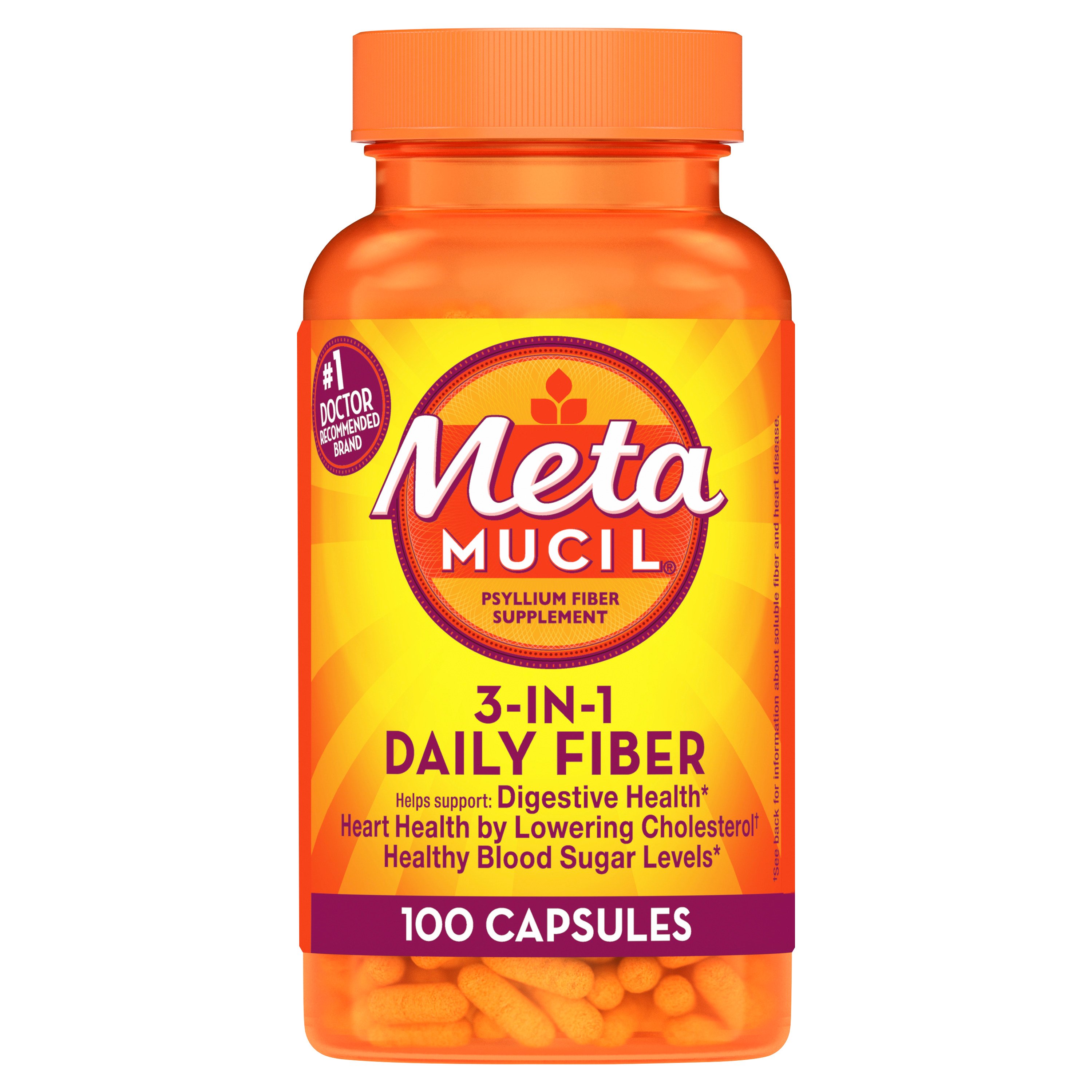 Metamucil 3in1 Daily Fiber Capsules Shop Digestion & nausea at HEB