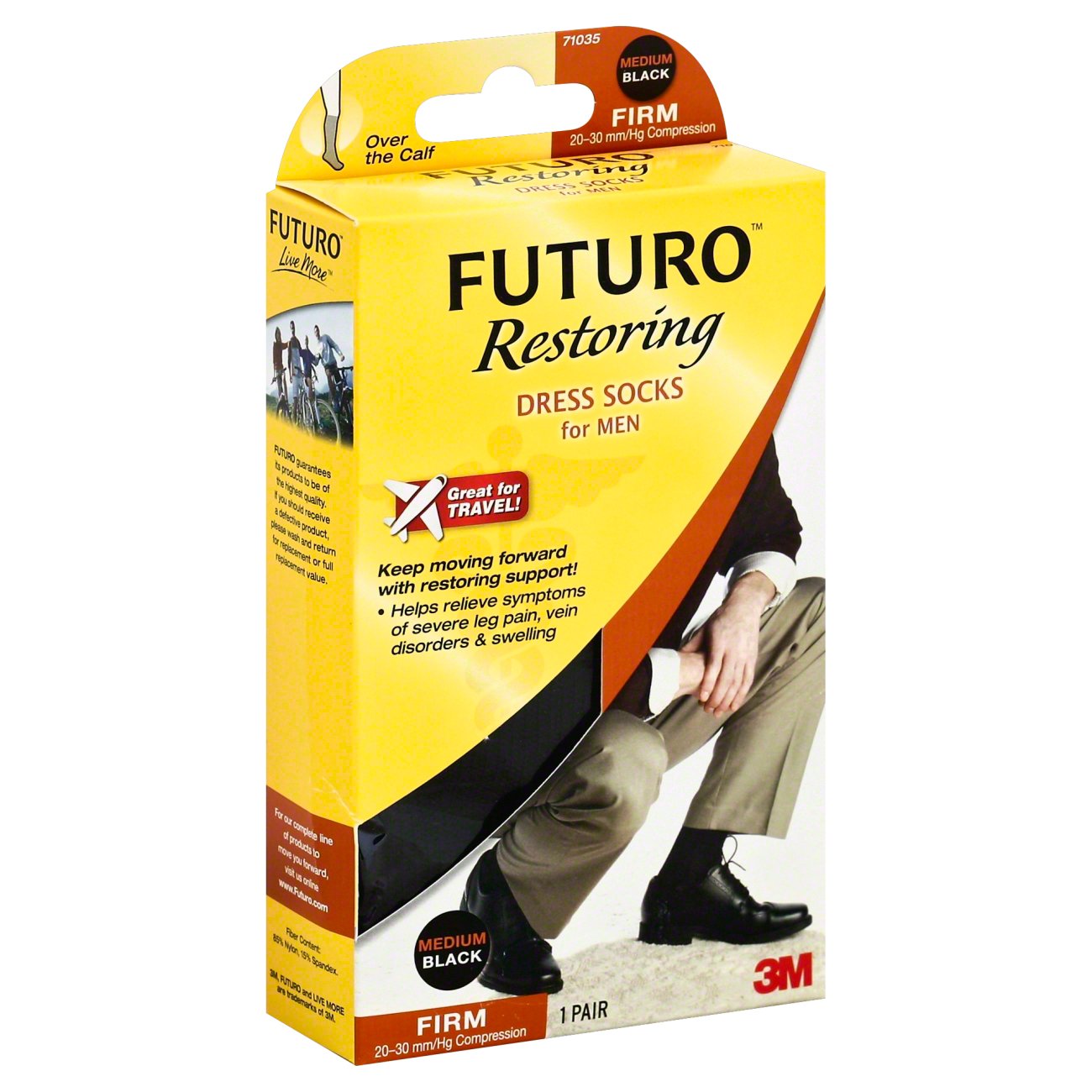 Futuro Restoring Dress Socks For Men Medium Black Firm Compression