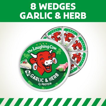 The Laughing Cow Spreadable Cheese Wedges - Creamy Garlic & Herb, 8ct