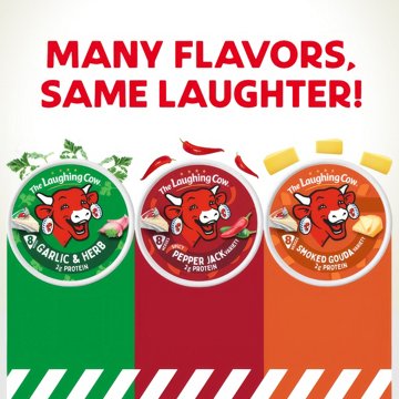 The Laughing Cow Spreadable Cheese Wedges - Creamy Garlic & Herb, 8ct