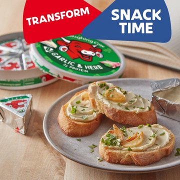 The Laughing Cow Spreadable Cheese Wedges - Creamy Garlic & Herb, 8ct