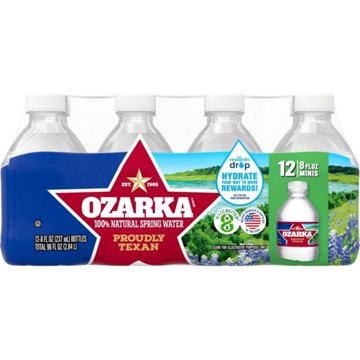Ozarka 100% Natural Spring Water 12 pk Mini Bottles, 8 oz