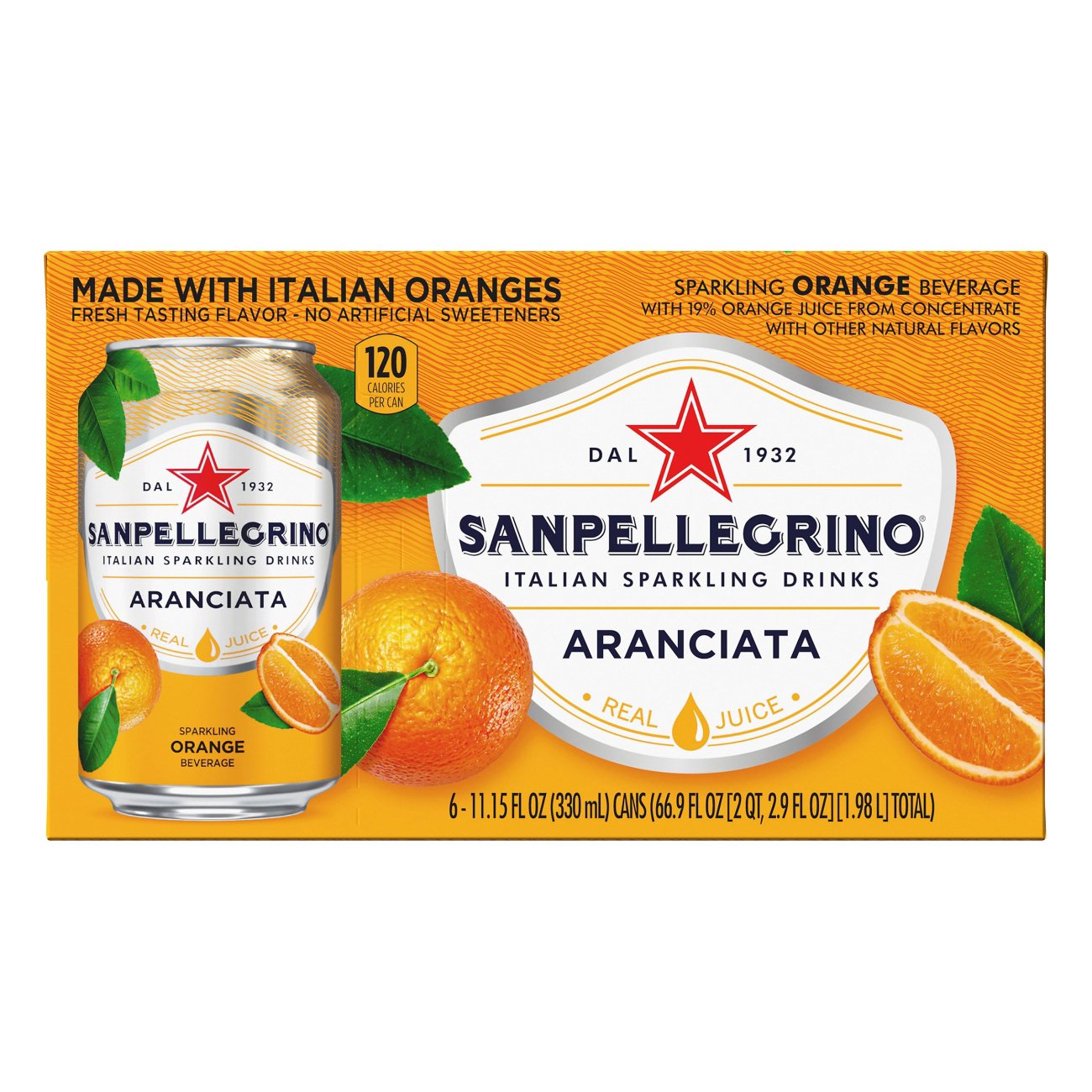 San Pellegrino Orange Sparkling Beverage 11.15 oz Cans Shop Soda at HEB