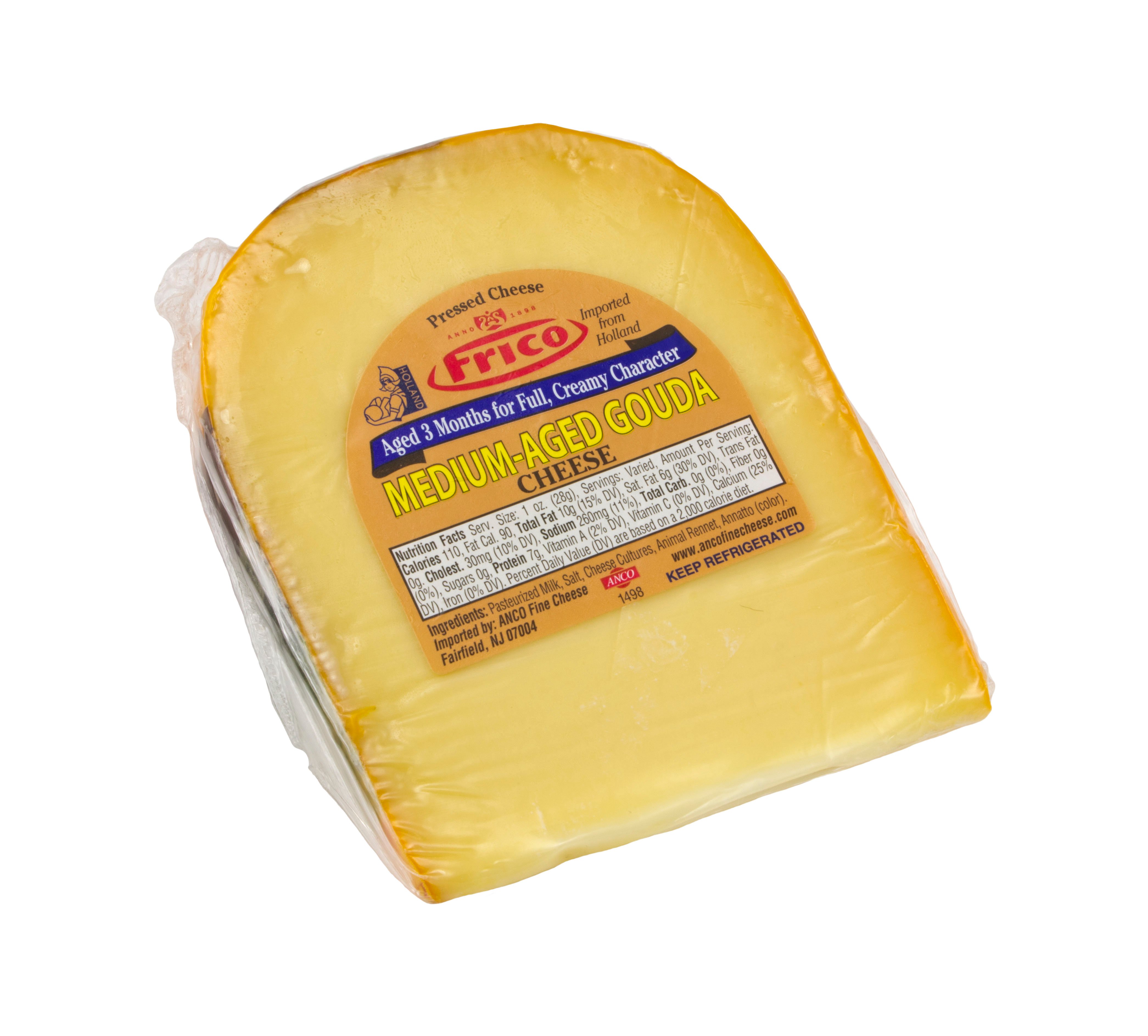Frico Medium Aged Yellow Waxed Gouda Cheese, sold by the Shop Cheese at HEB