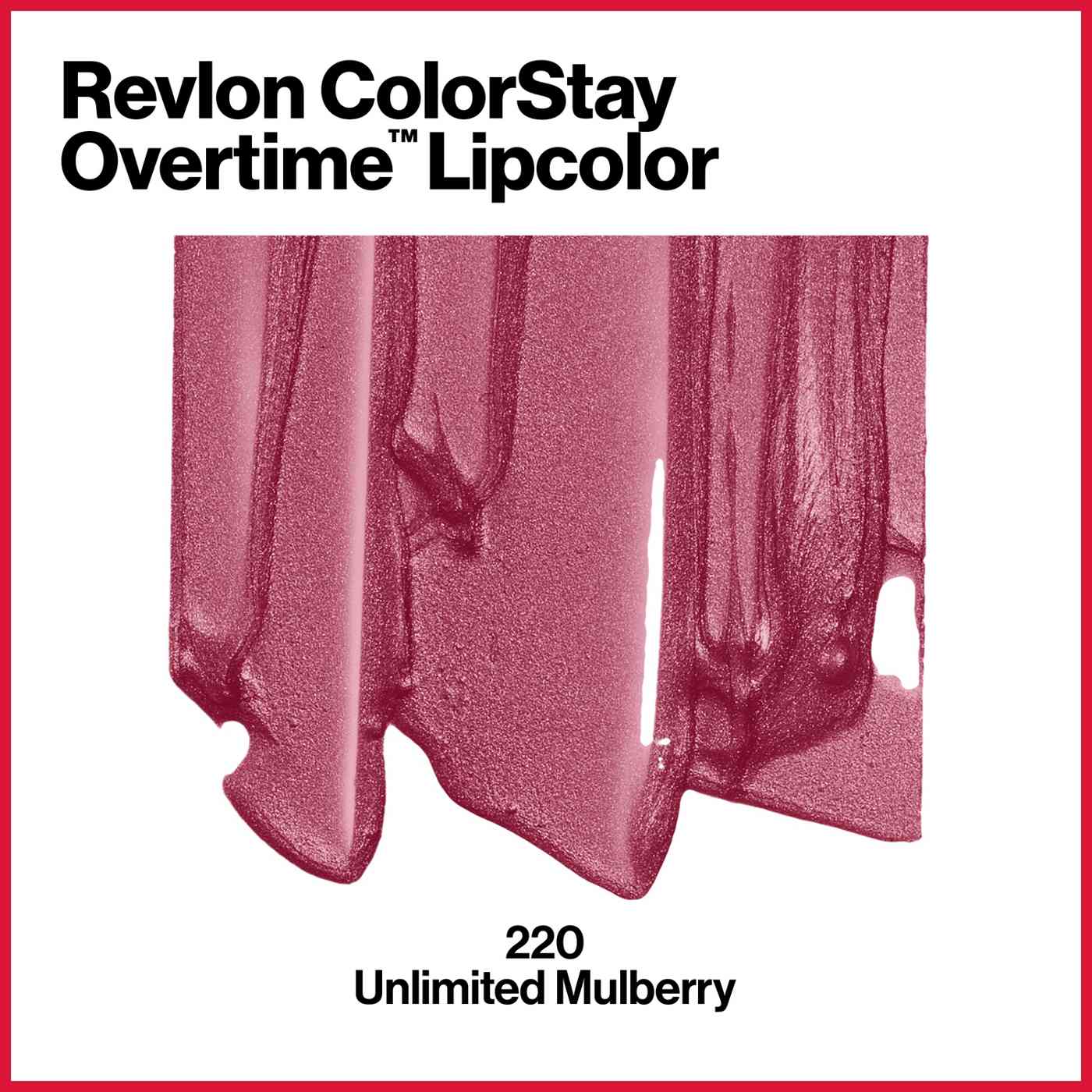 Revlon ColorStay Overtime Lipcolor, Long Wearing Liquid Lipstick, 220 Unlimited Mulberry; image 6 of 7