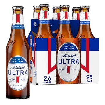 Michelob ULTRA Superior Light American Lager Beer Bottles, 6 pack, 12 oz