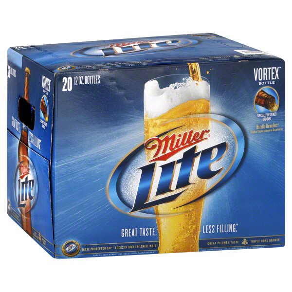 Miller Lite Beer 20 pk Vortex Bottle Shop Beer at HEB
