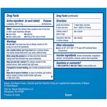 Claritin Non-Drowsy 24 Hour Allergy Relief Tablets