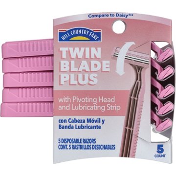 Hill Country Essentials Twin Blade Plus with Lubricating Strip Disposable Razors For Women, 5 ct