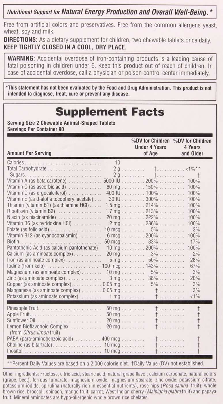 NaturesPlus Source of Life Animal Parade Children's Grape Chewable Multivitamin Tablets; image 2 of 2