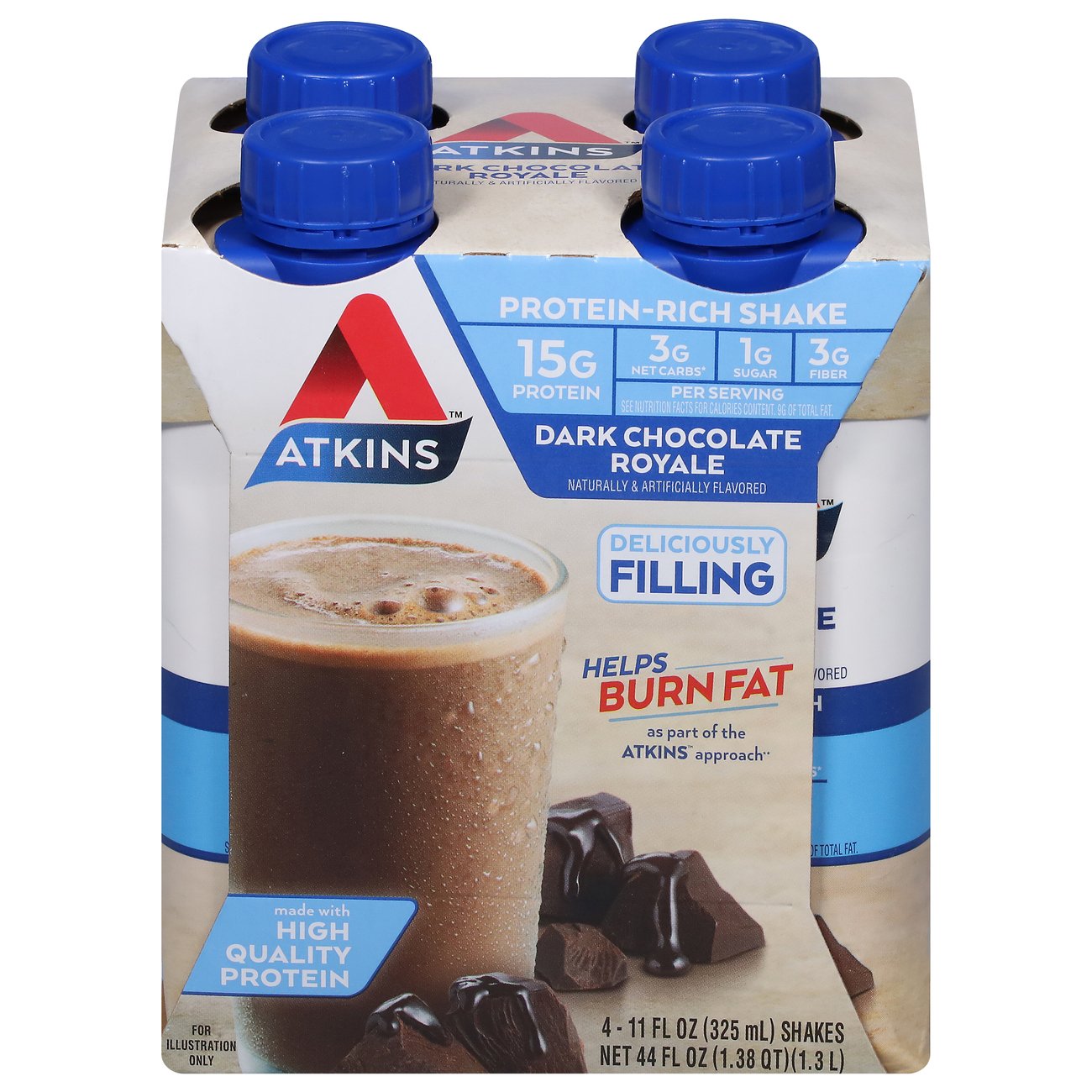  Atkins Dark Chocolate Royale Shake 4 pk - Shop Diet 