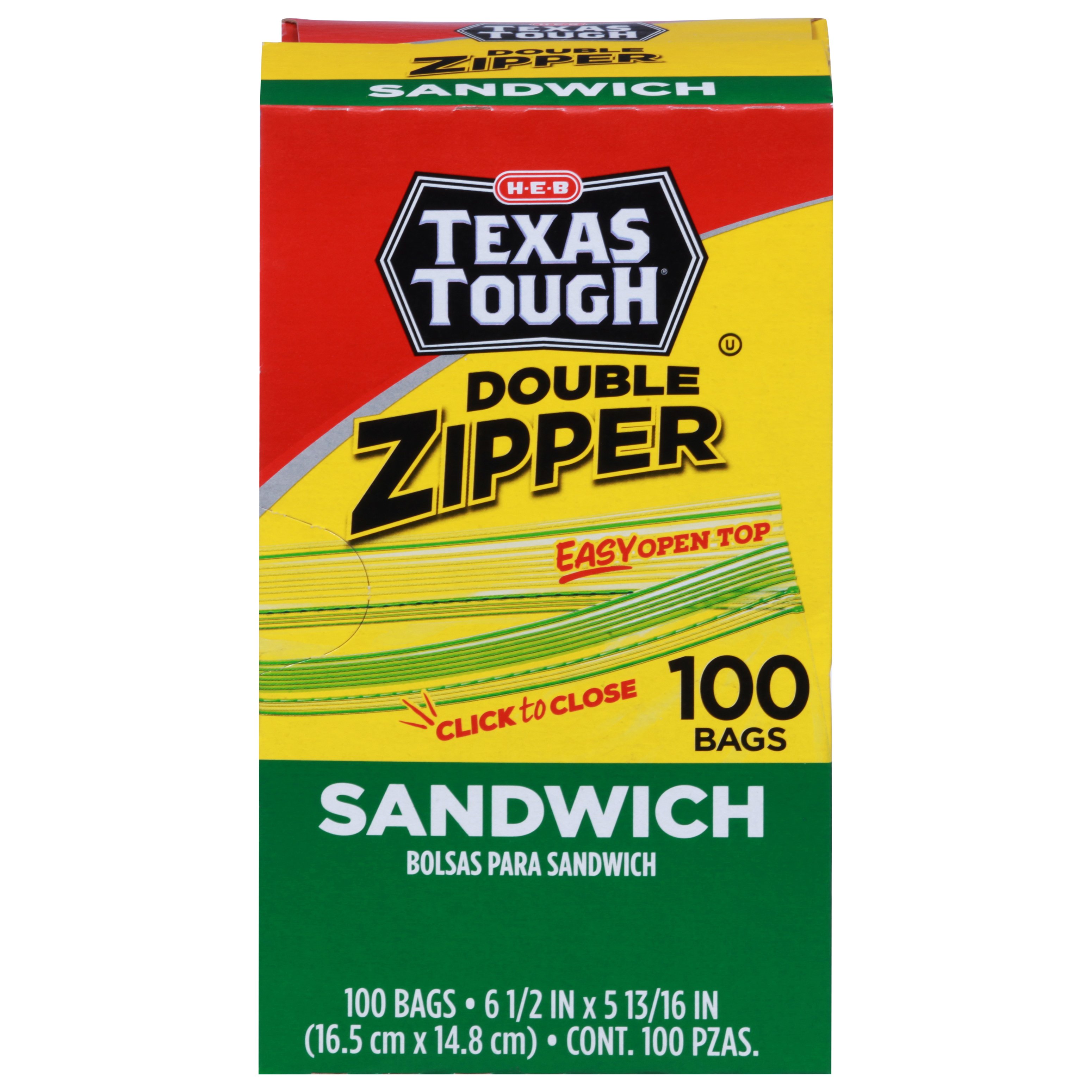 H-E-B Texas Tough Double Zipper Sandwich Bags - Shop Storage Bags at H-E-B