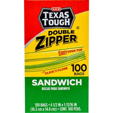 H-E-B Texas Tough Double Zipper Sandwich Bags, 100 ct