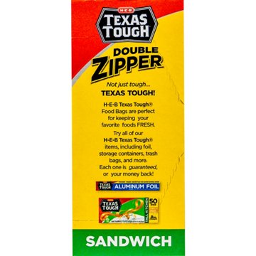 H-E-B Texas Tough Double Zipper Sandwich Bags, 100 ct