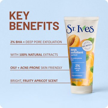 St. Ives BHA Exfoliant Apricot Face Scrub for Acne Prone Skin, 6 oz