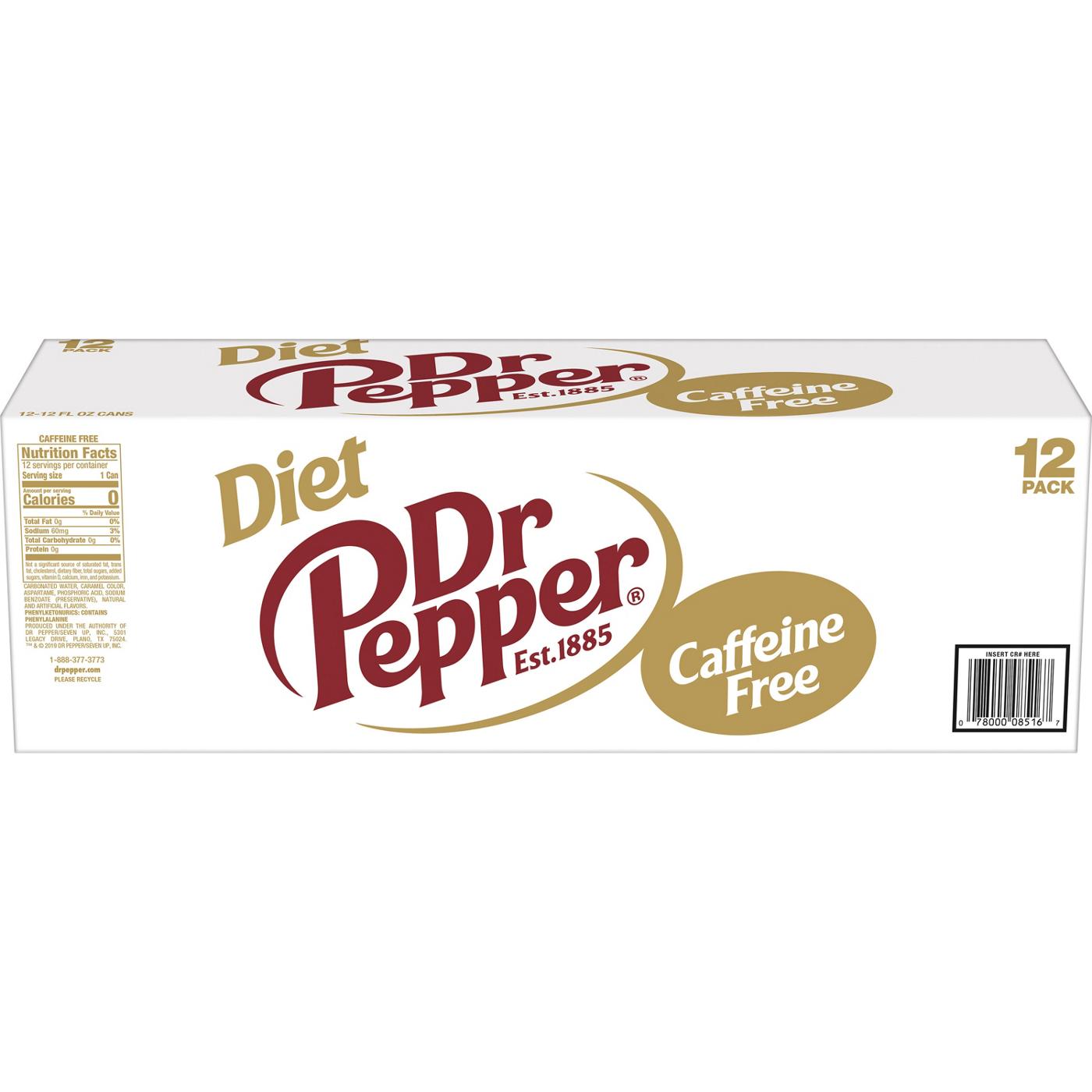 Dr Pepper Caffeine Free Diet Soda 12 oz Cans; image 7 of 7