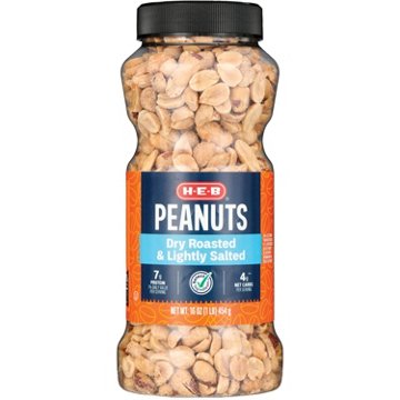 H-E-B Lightly Salted Dry Roasted Peanuts, 16 oz