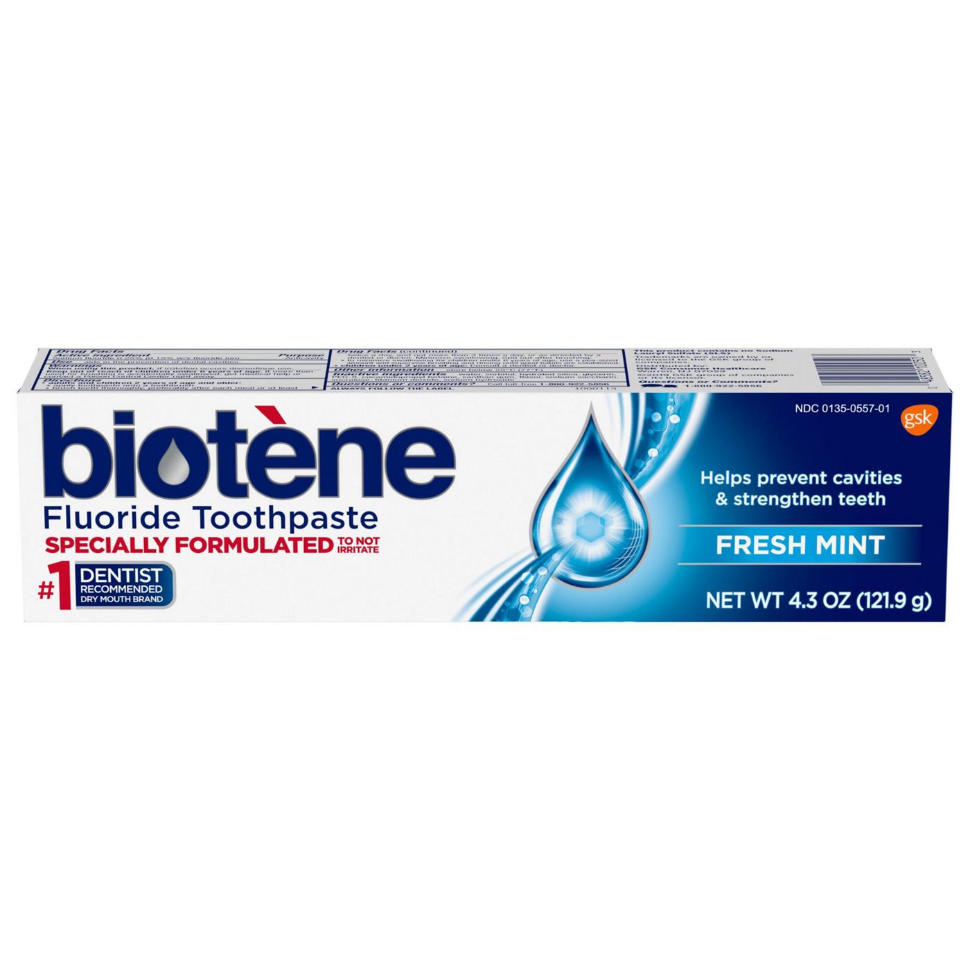 Biotene Fluoride Toothpaste for Dry Mouth Symptoms and Bad Breath, Fresh Mint; image 1 of 9