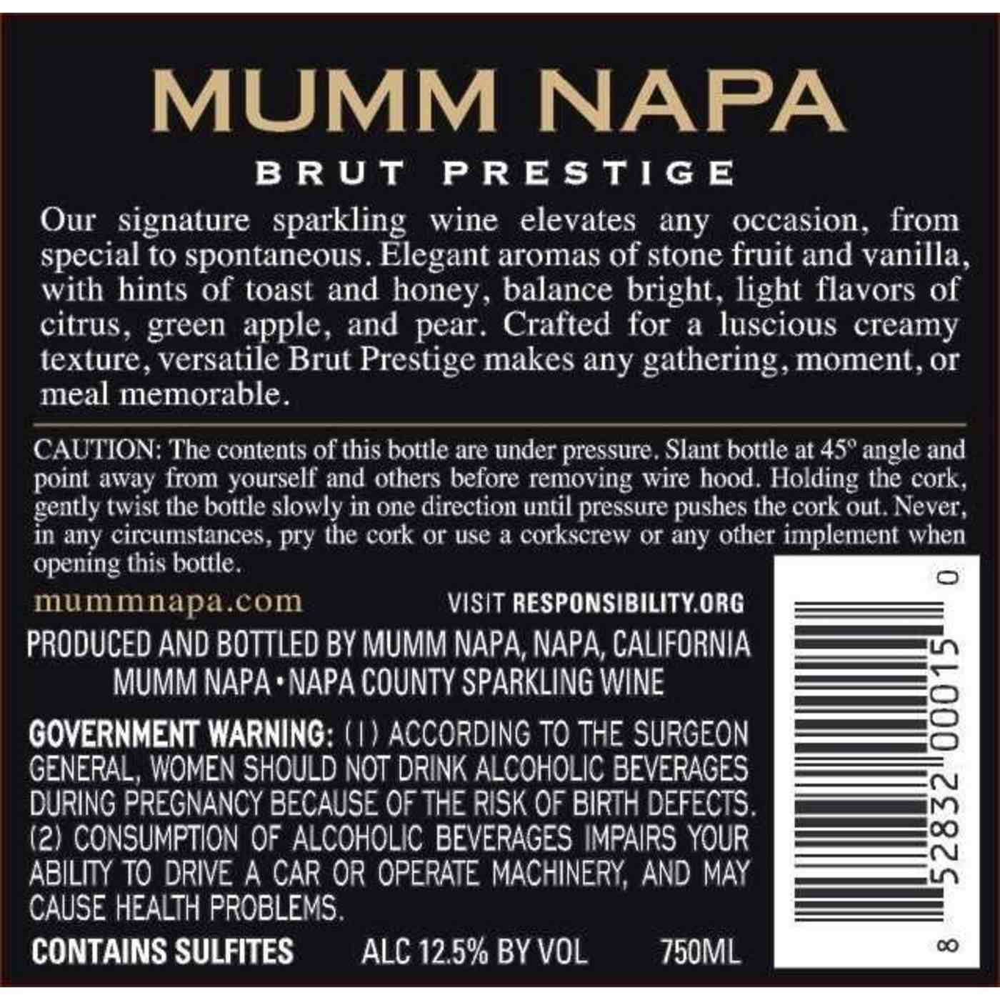 Mumm Napa Brut Prestige Sparkling Wine; image 2 of 4