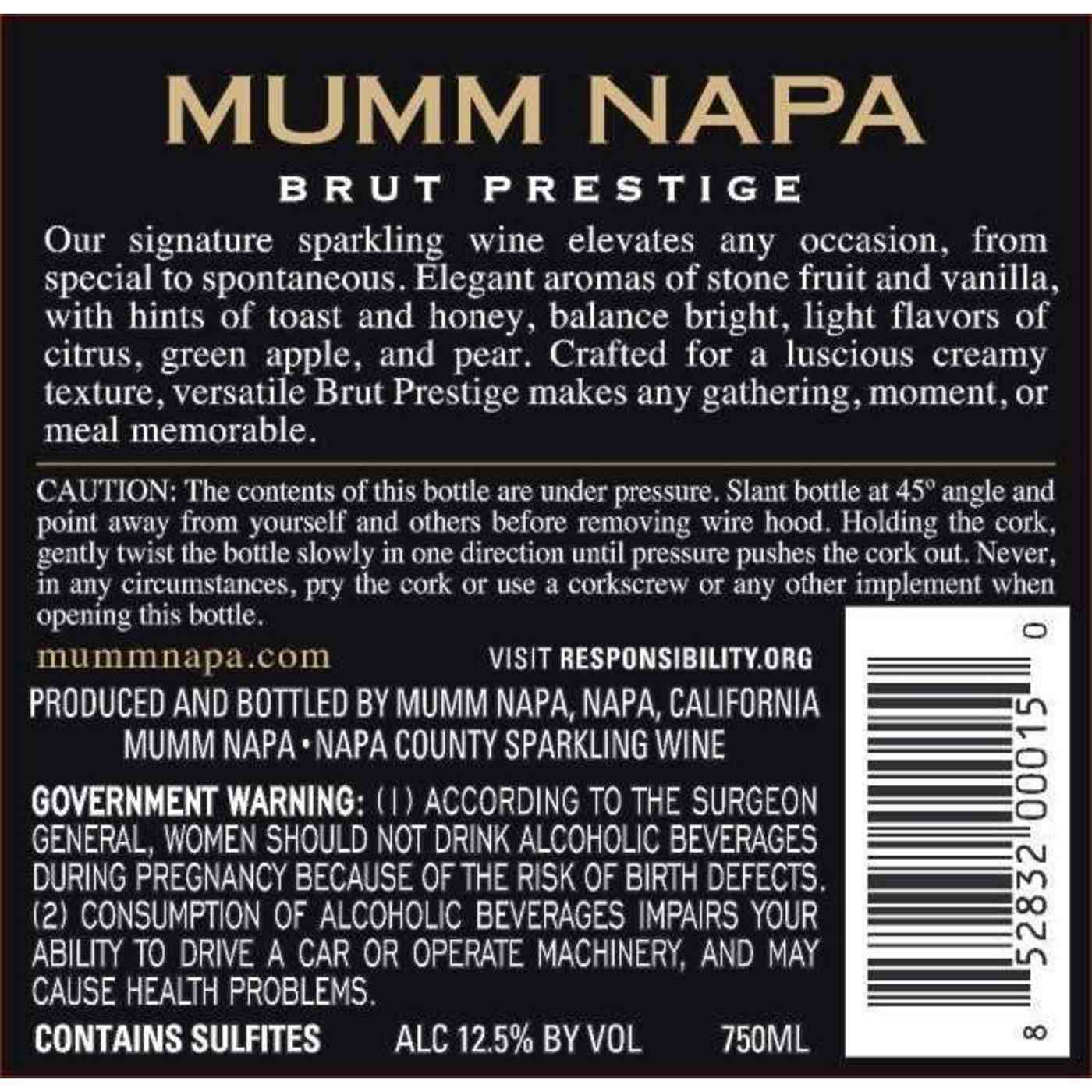Mumm Napa Sparkling Brut Prestige California Wine; image 2 of 4