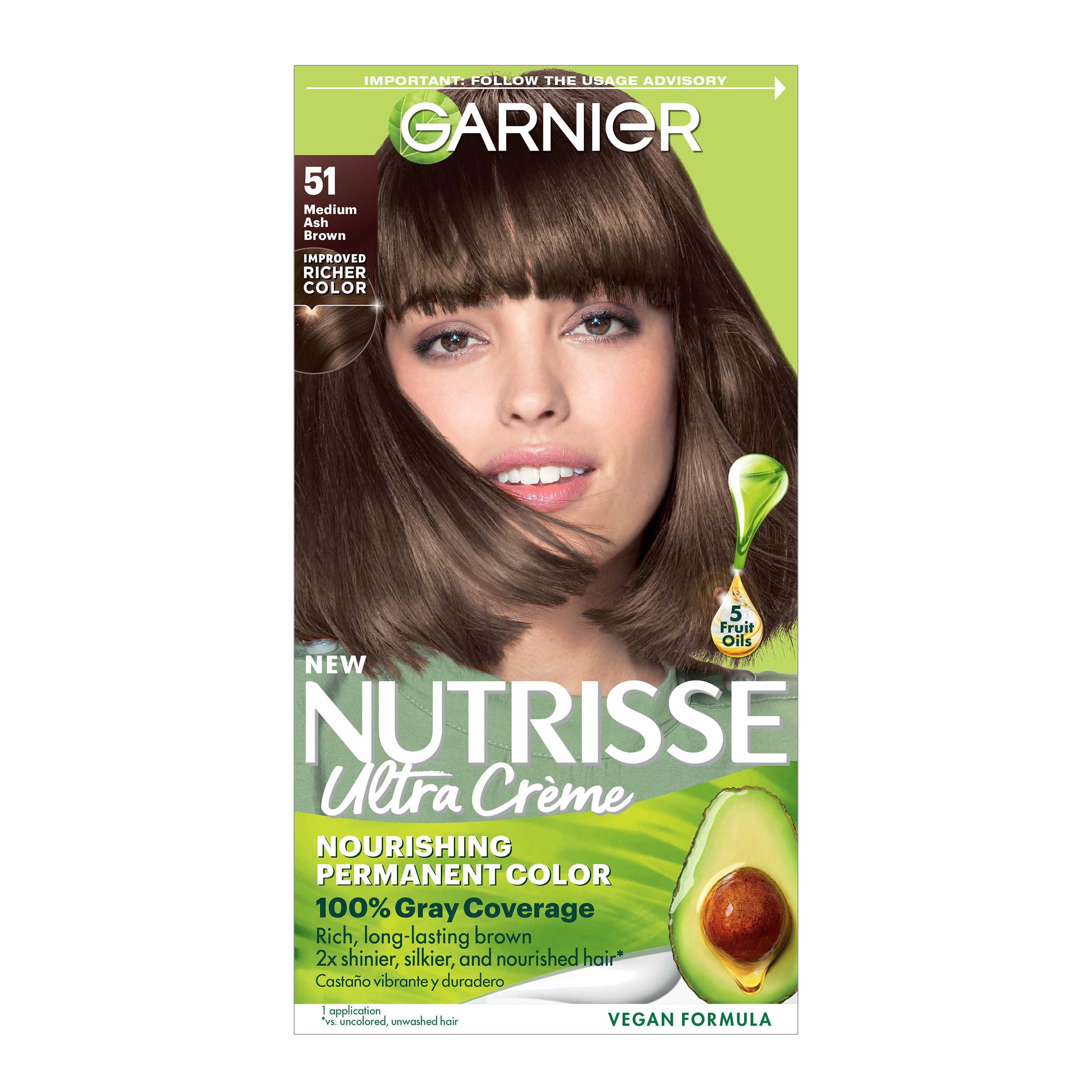 Garnier Nutrisse Nourishing Hair Color Creme 51 Medium Ash Brown (Cool Tea)  - Shop Hair Color at H-E-B