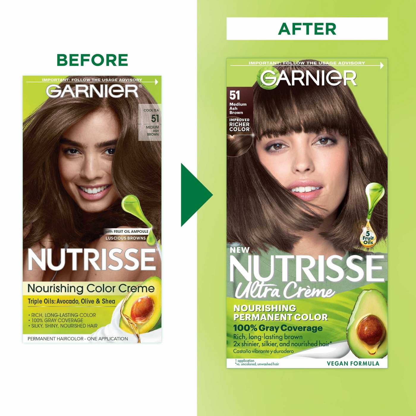 Garnier Nutrisse Nourishing Hair Color Creme - 51 Medium Ash Brown; image 2 of 6