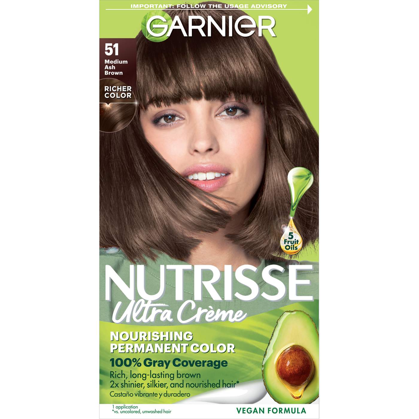 Garnier Nutrisse Nourishing Hair Color Creme - 51 Medium Ash Brown; image 1 of 5
