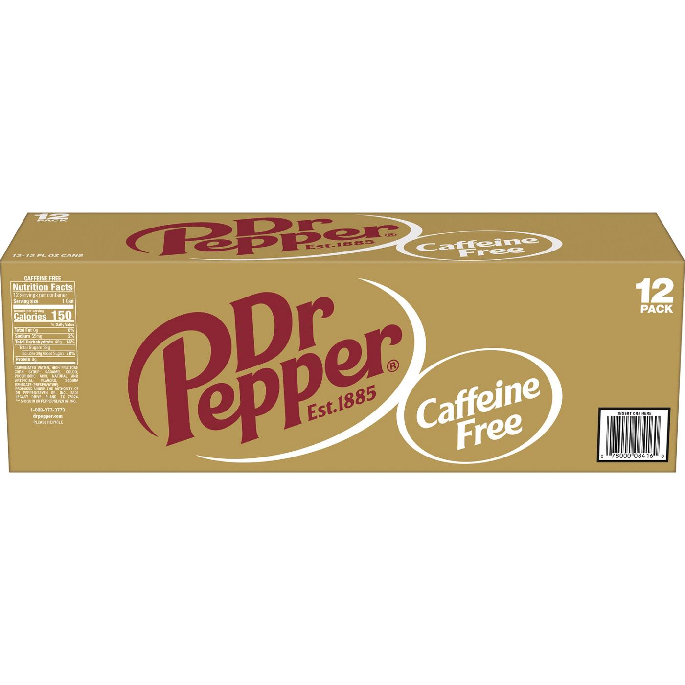 Dr Pepper Caffeine Free Soda 12 oz Cans; image 6 of 7