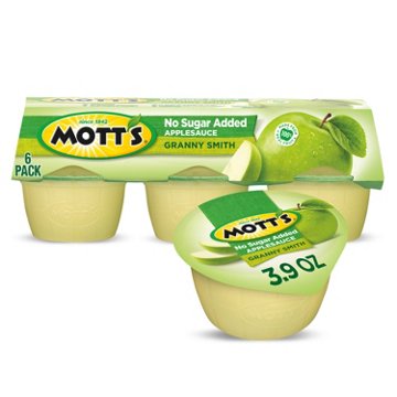 Mott's No Sugar Added Granny Smith Applesauce 6 pk Cups, 3.9 oz