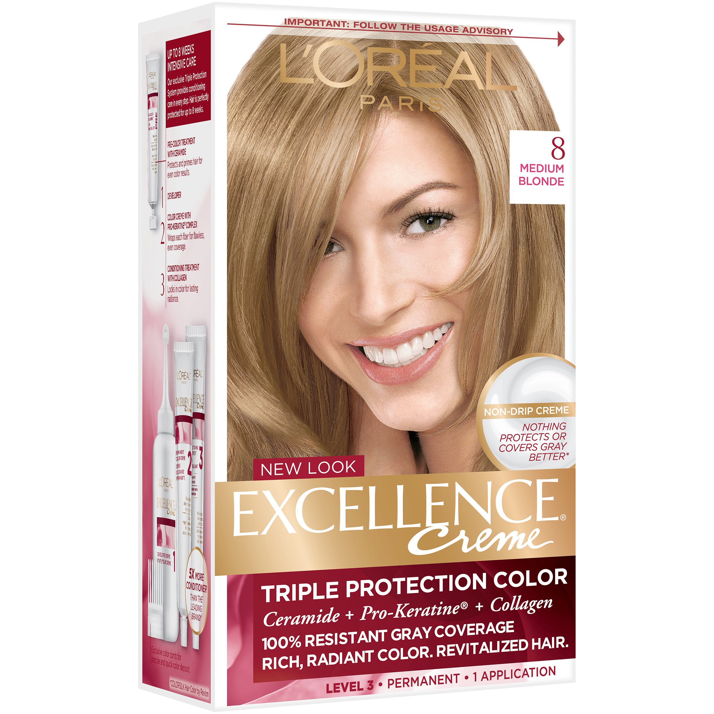 regeling Portugees barricade L'Oreal Paris Excellence Créme Permanent Hair Color, 8 Medium Blonde - Shop  Hair Care at H-E-B