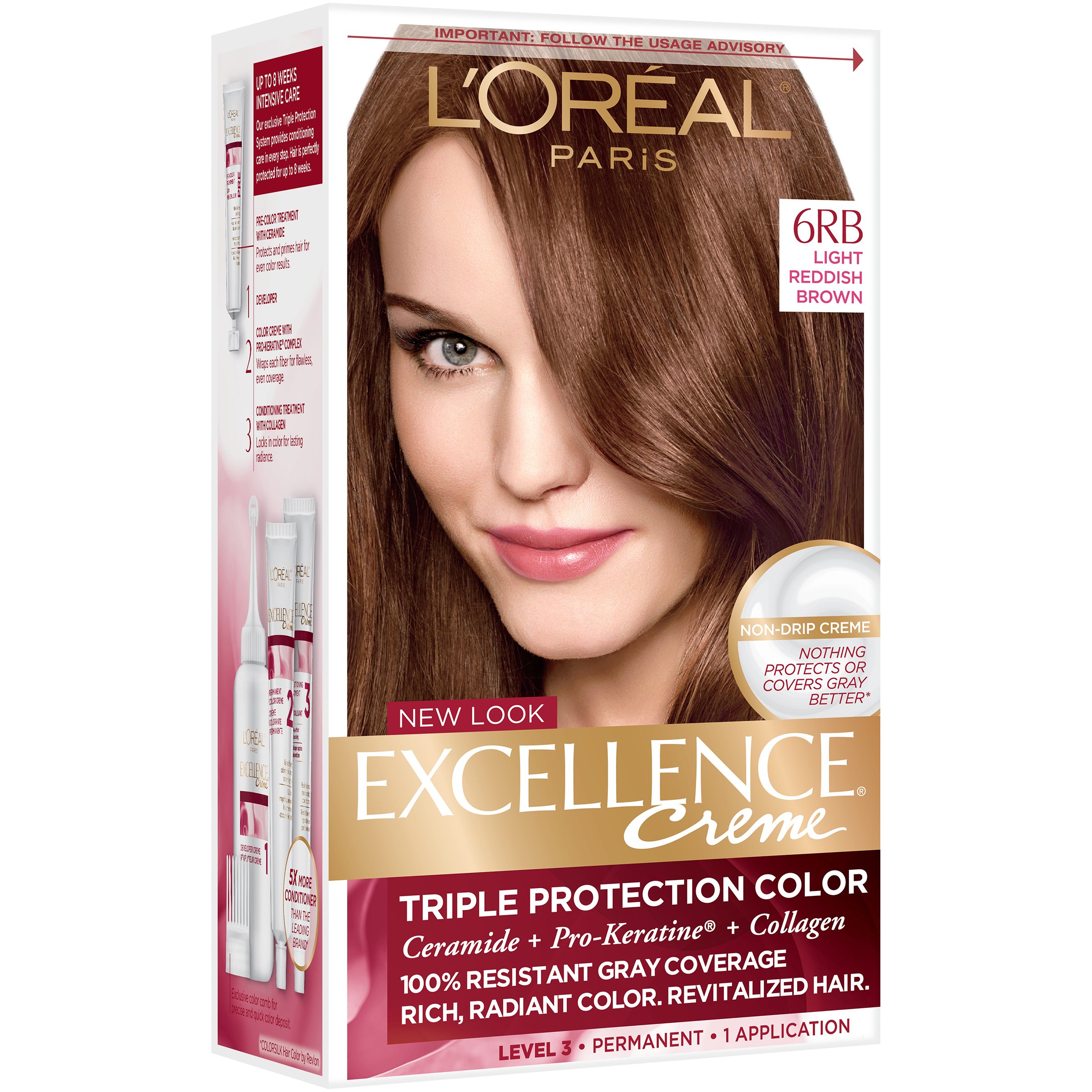 ledningsfri Sentimental satellit L'Oréal Paris Excellence Créme Permanent Hair Color, 6RB Light Reddish Brown  - Shop Hair Care at H-E-B