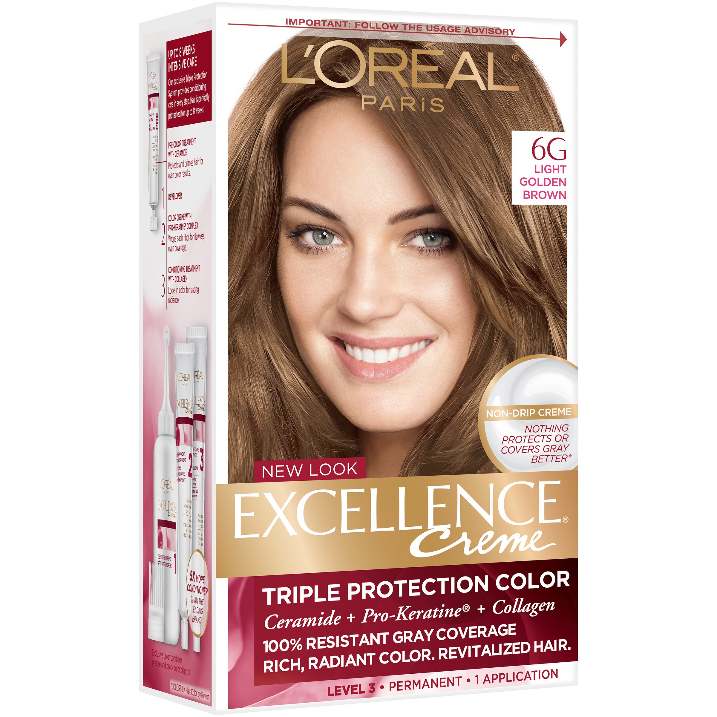 bud Sig til side pyramide L'Oréal Paris Excellence Créme Permanent Hair Color, 6G Light Golden Brown  - Shop Hair Color at H-E-B