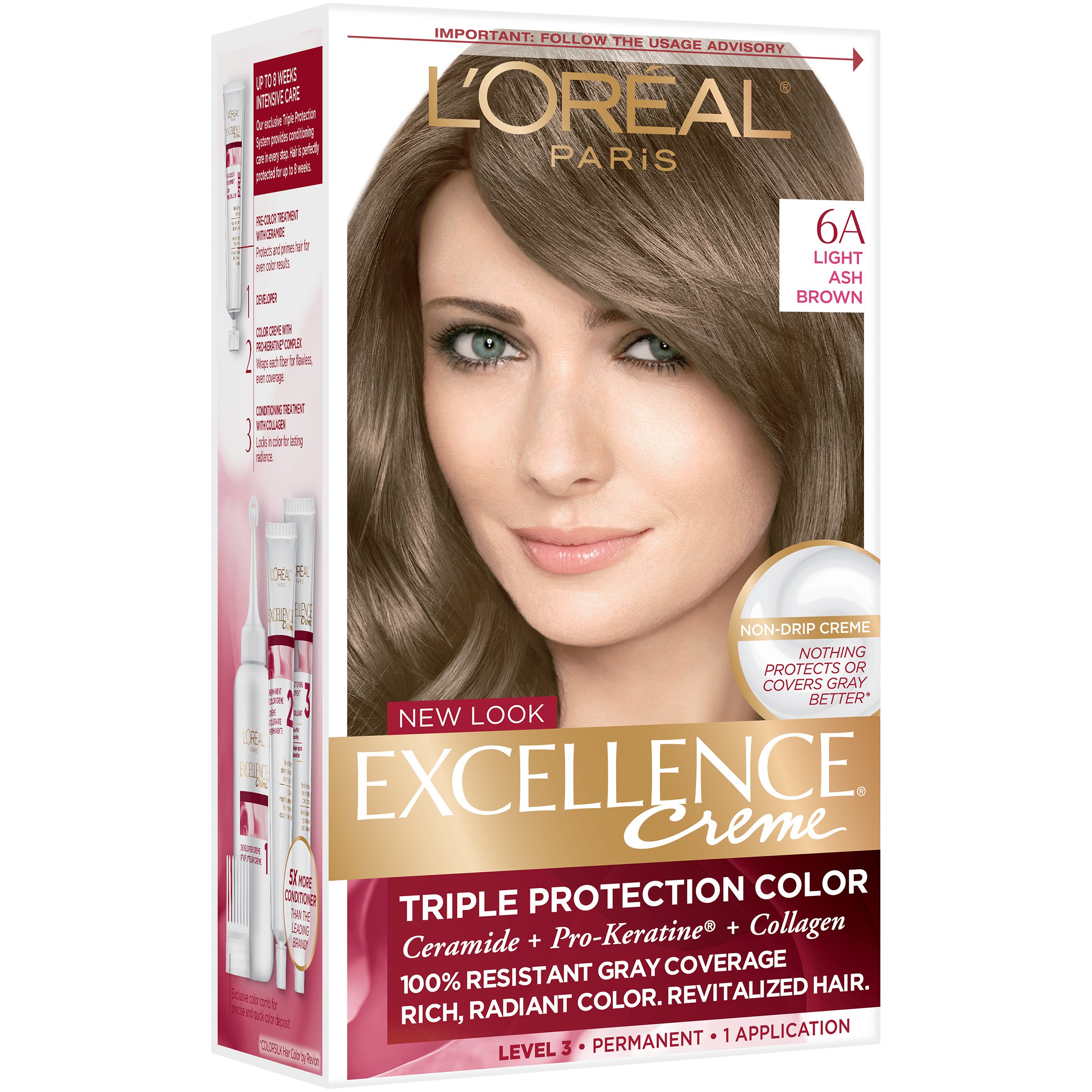 L'Oréal Paris Excellence Créme Permanent Hair Color, 6A Light Ash Brown -  Shop Hair Color at H-E-B